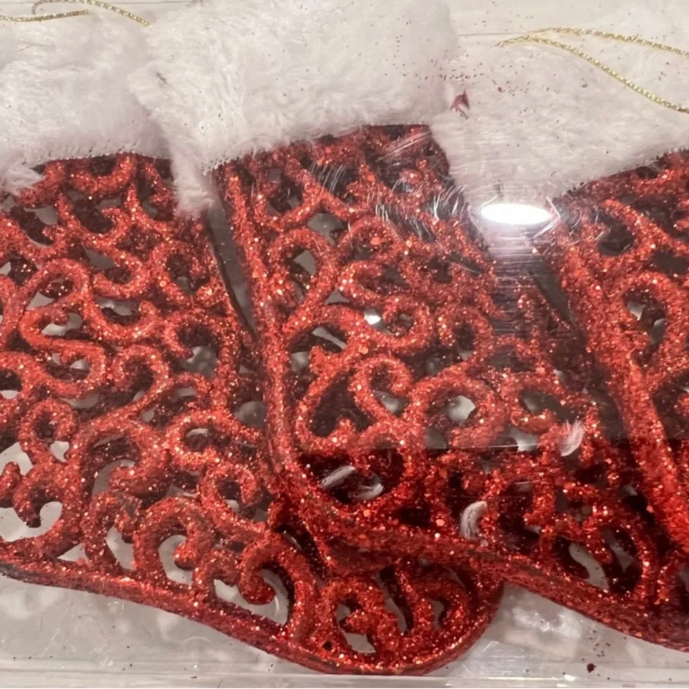 Winter Wonder Red Stocking 5-Ct Decorative Holiday Tree Ornaments Shatterproof